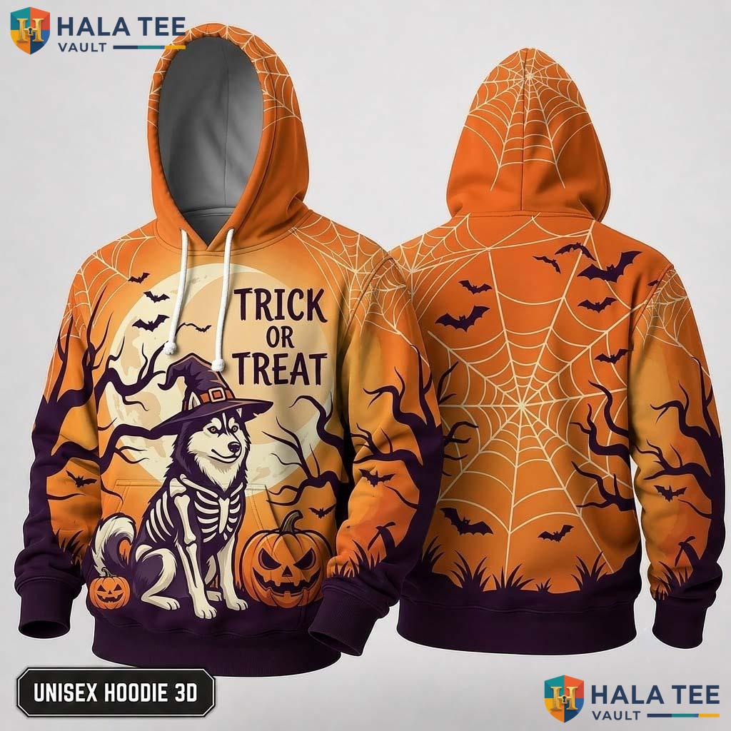 Malamute Pumpkin Dog 3D Hoodie Cute Trick Or Treat Halloween Graphic