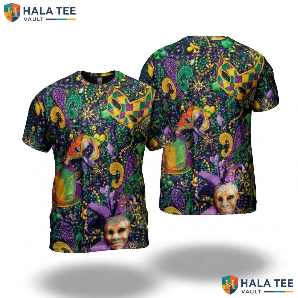 Mardi Gras Festival 3D T-Shirt Mens Funny New Orleans Party Cosplay Top