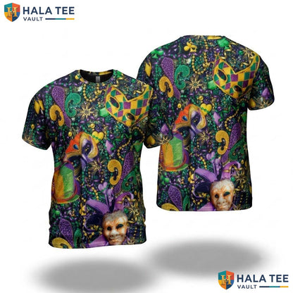 Mardi Gras Festival 3D T-Shirt Mens Funny New Orleans Party Cosplay Top