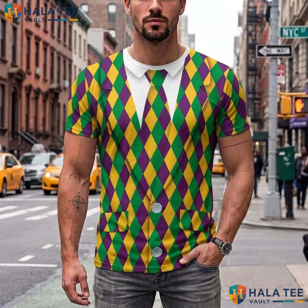 Mardi Gras Party 3D Printed T-Shirt Mens Funny New Orleans Carnival Cosplay Outfit