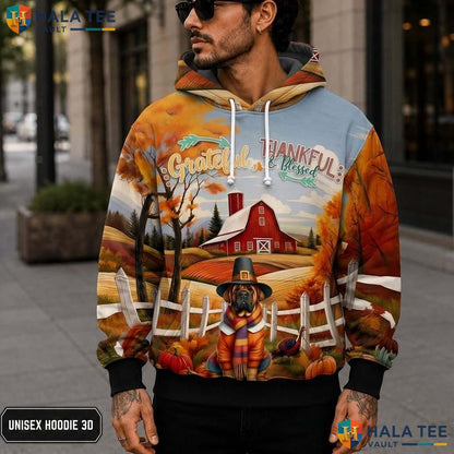Mastiff Blessed Autumn Thanksgiving 3D Printed Hoodie Grateful Thankful Fall