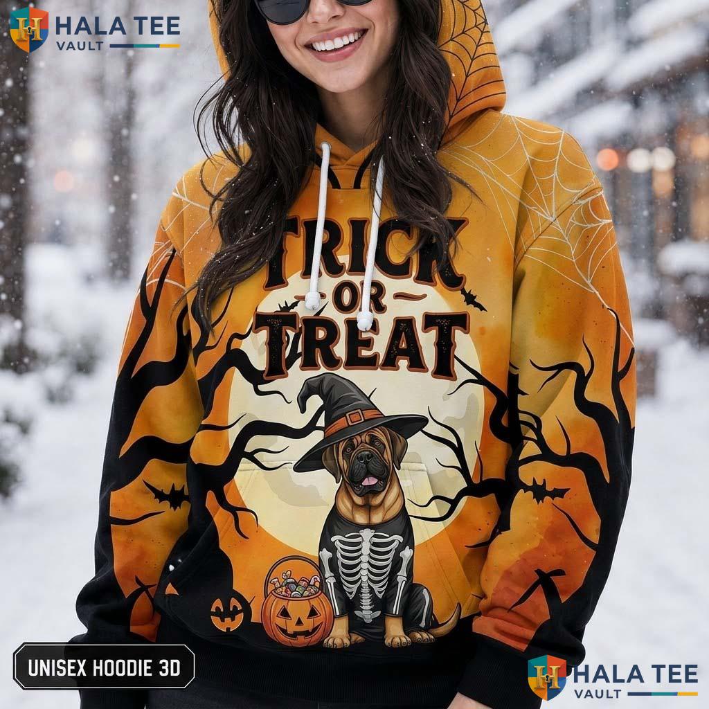 Mastiff Skeleton Dog 3D Printed Hoodie Funny Trick Or Treat Halloween Apparel