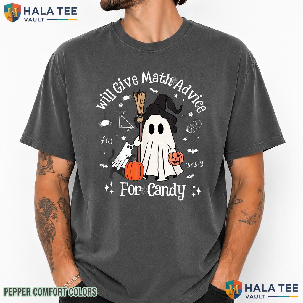 Math Teacher Ghost Lover Comfort Colors T-Shirt Funny Halloween Top