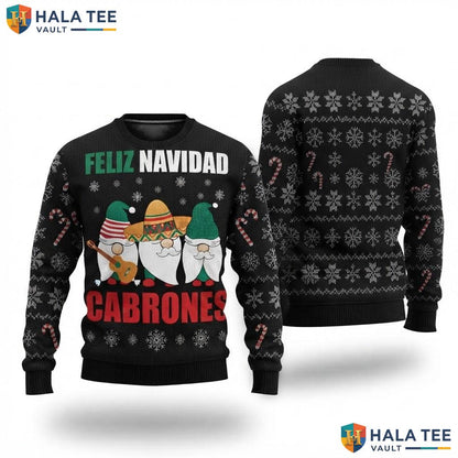 Mexican Gnomes Feliz Navidad Christmas Sweater Funny Holiday Top
