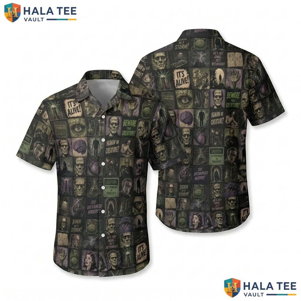 Midnight Horror Halloween Hawaiian Shirt Creepy Laboratory Aloha Top