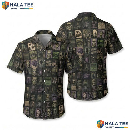 Midnight Horror Halloween Hawaiian Shirt Creepy Laboratory Aloha Top