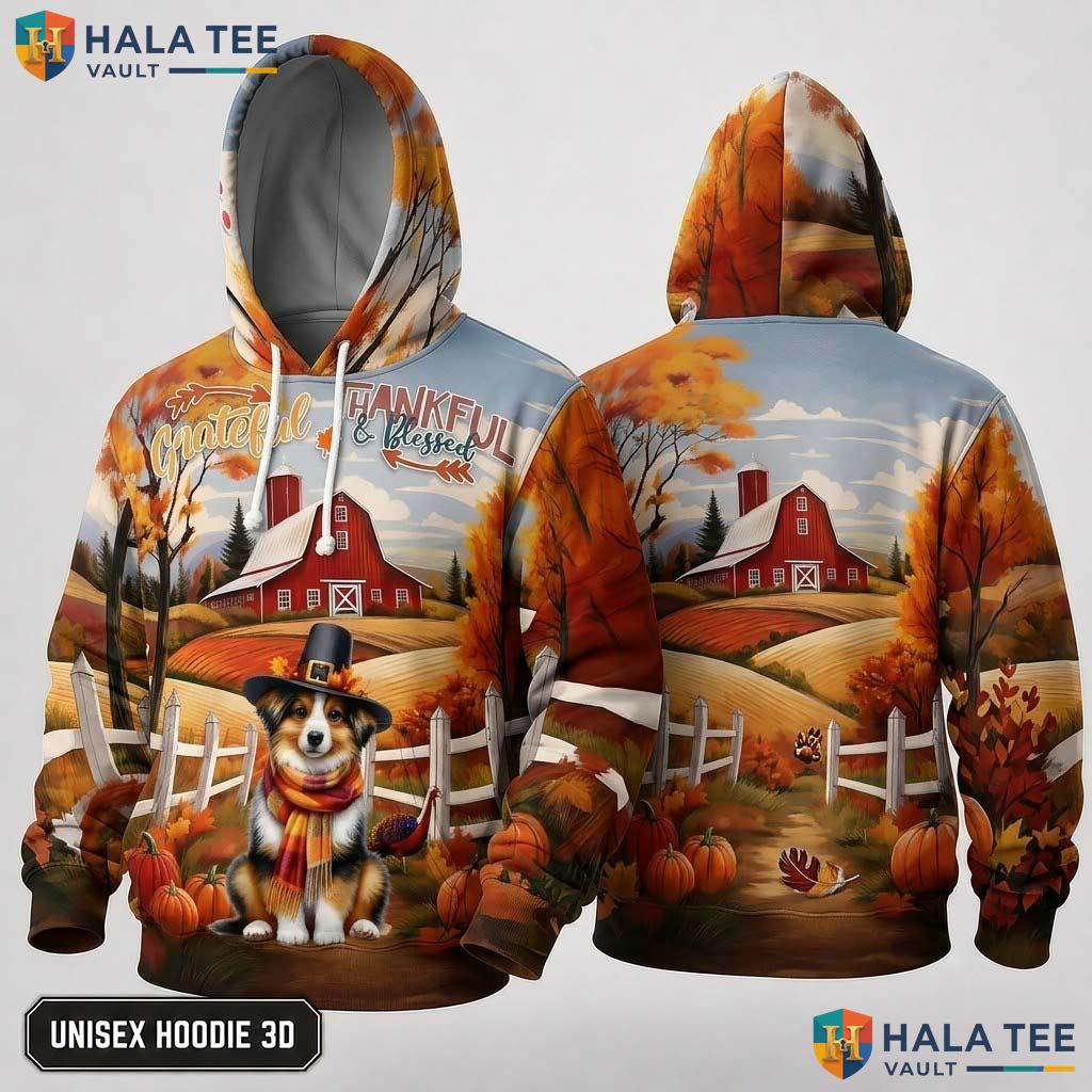 Miniature American Blessed Thanksgiving 3D Hoodie Grateful Fall Top