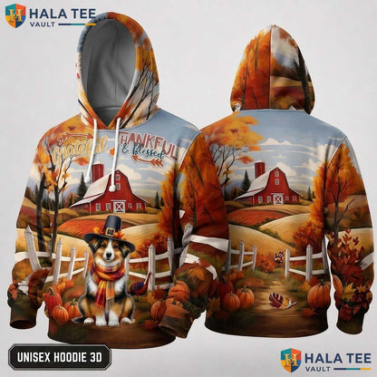 Miniature American Blessed Thanksgiving 3D Hoodie Grateful Fall Top