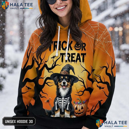 Miniature Shepherd Trick Or Treat 3D Printed Hoodie Cool Halloween Dog Graphic