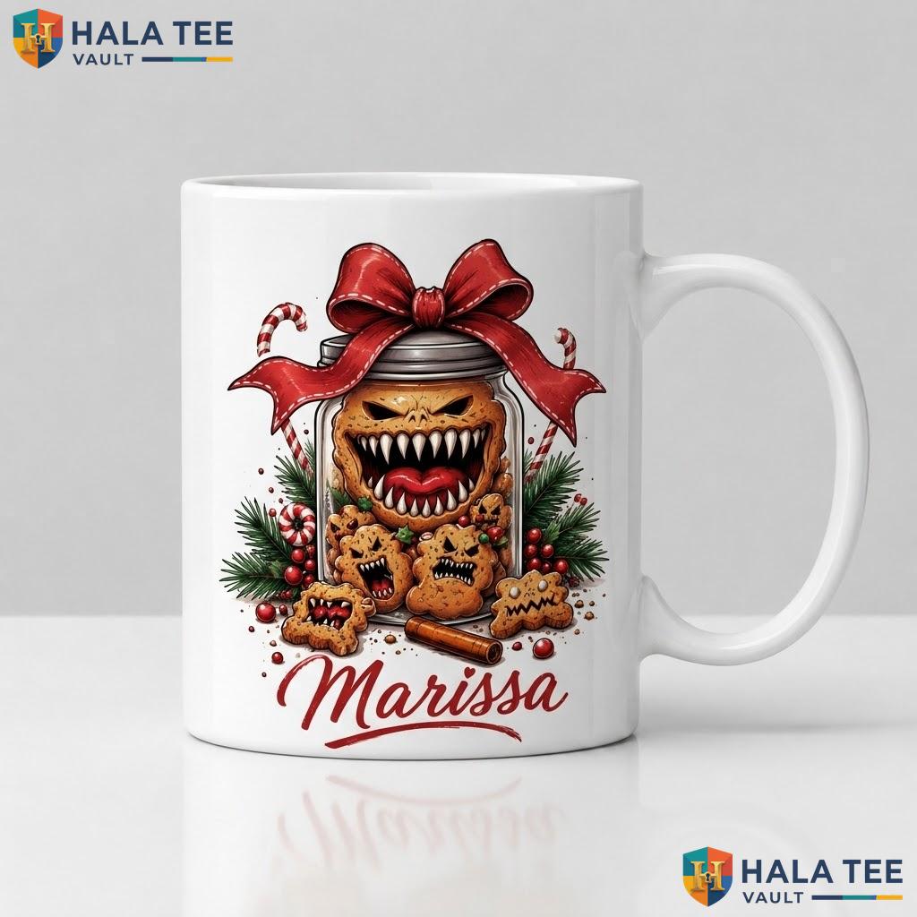 Monster Cookies Christmas Mug Custom Gothic Skeleton Ceramic Coffee Cup
