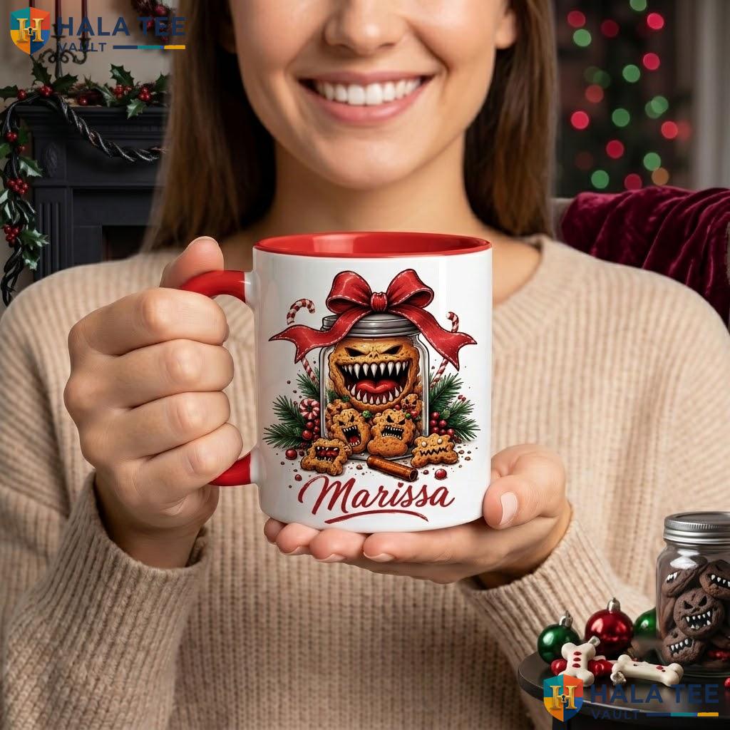 Monster Cookies Christmas Mug Custom Gothic Skeleton Ceramic Coffee Camping Mug