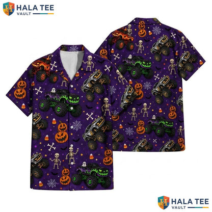 Monster Truck Halloween Hawaiian Shirt Spooky Boys Summerween Aloha