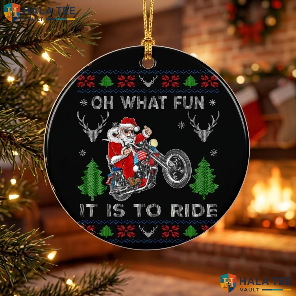 Motorcycle Santa Rider Christmas Ornament What Fun Ride Holiday Gift