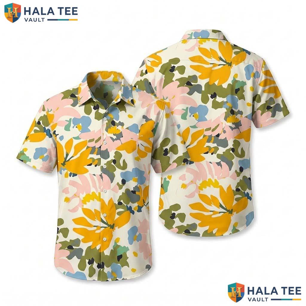 Multicolor Floral Mens Hawaiian Shirt Short Sleeve Aloha Vacation Top