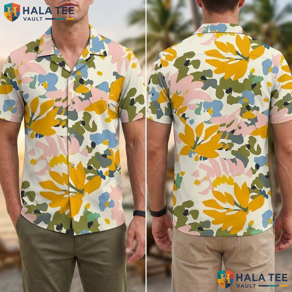 Multicolor Floral Mens Tropical Shirt Short Sleeve Aloha Vacation Top