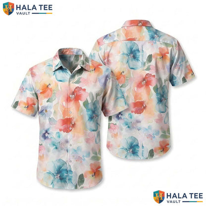 Multicolor Floral Print Hawaiian Shirt Mens Short Sleeve Beach Apparel