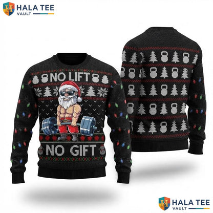 Muscle Santa Lifting Ugly Christmas Sweater Funny Gym Workout Top