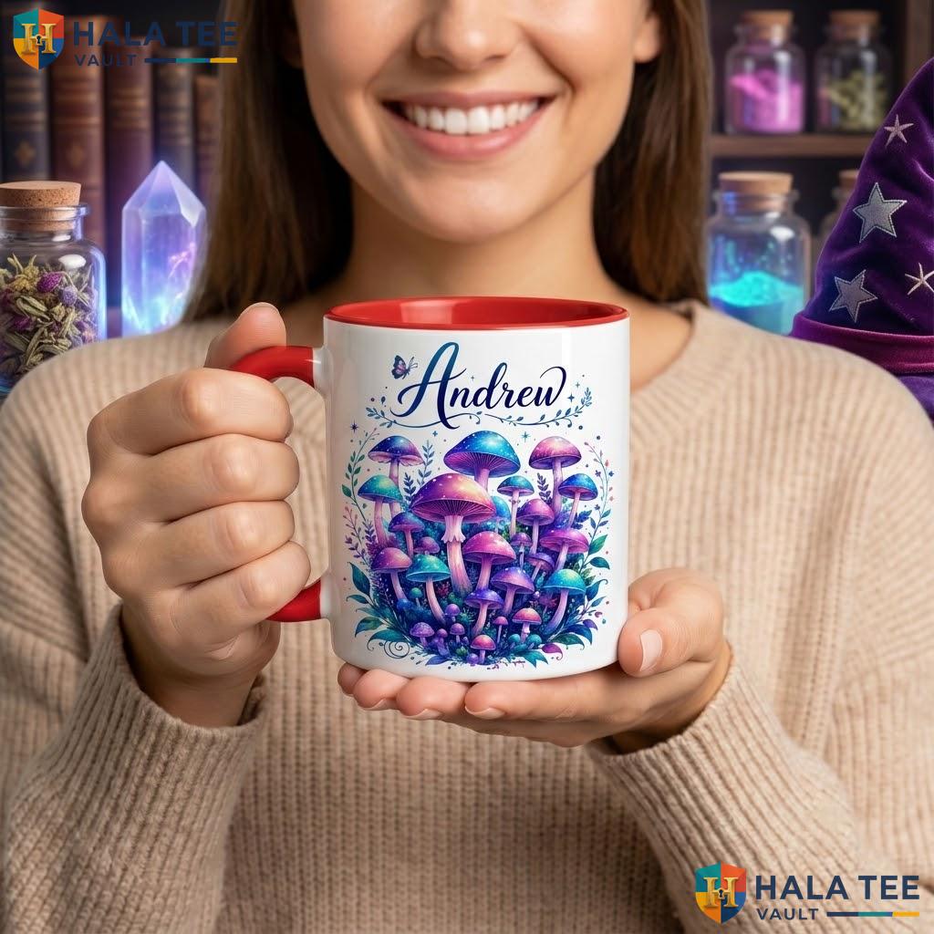 Mushroom Fantasy Halloween Camping Mug Wizard Hat Magic Art Custom Ceramic Coffee Mug