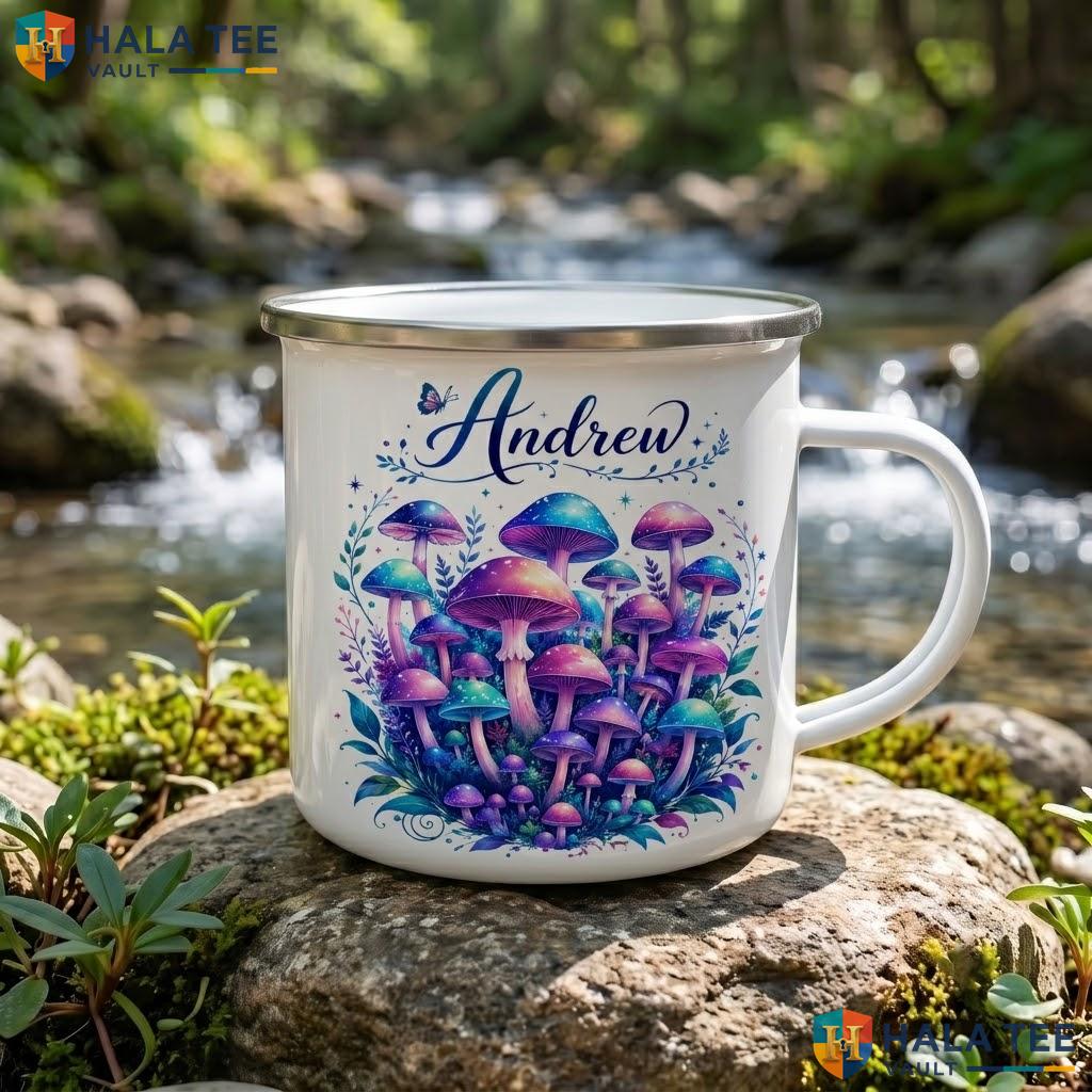 Mushroom Fantasy Halloween Accent Mug Wizard Hat Magic Art Custom Ceramic Coffee Mug