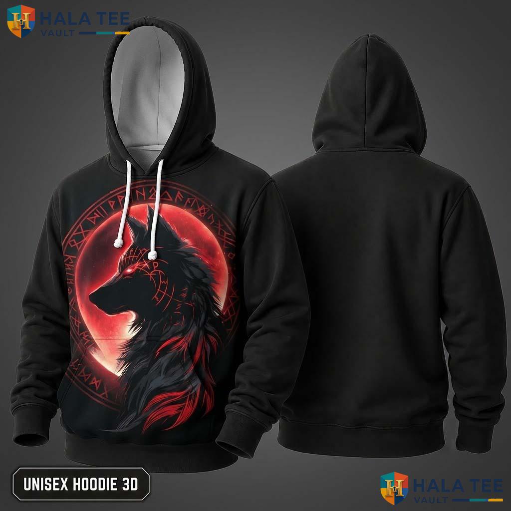 Mysterious Rune Wolf Hoodie Kids Novelty 3D Printed Galaxy Pullover