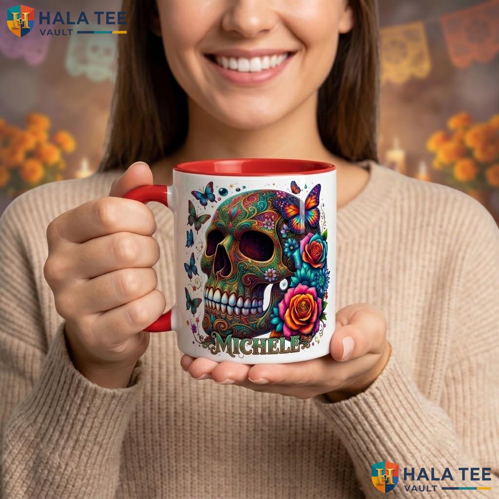Mystic Book Skull Ceramic Mug Personalized Witch Halloween Coffee Camping Mug