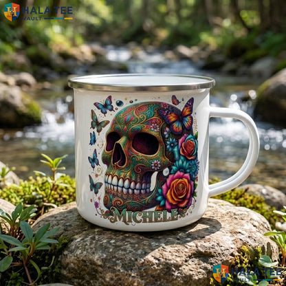 Mystic Book Skull Ceramic Mug Personalized Witch Halloween Coffee Accent Mug
