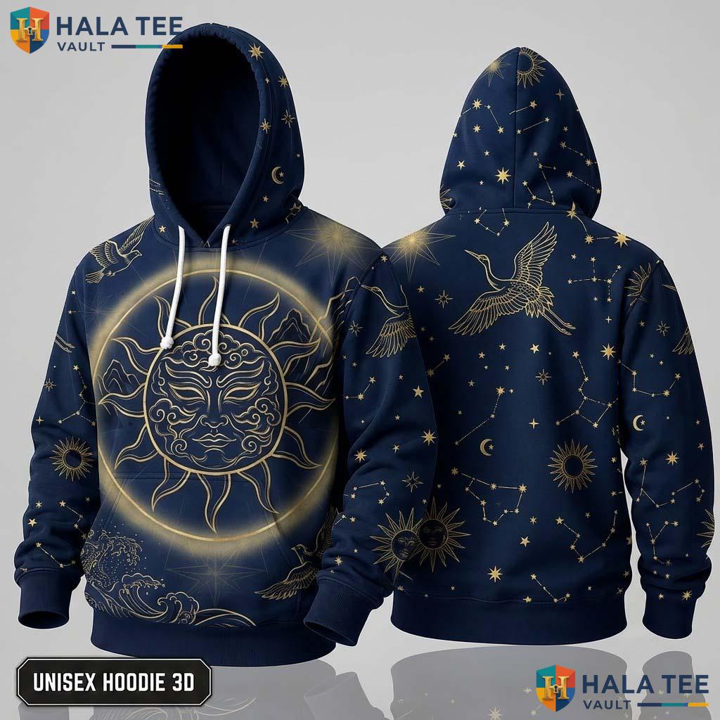 Mystical Sun Celestial Thanksgiving 3D Hoodie Artistic Astrology Lovers