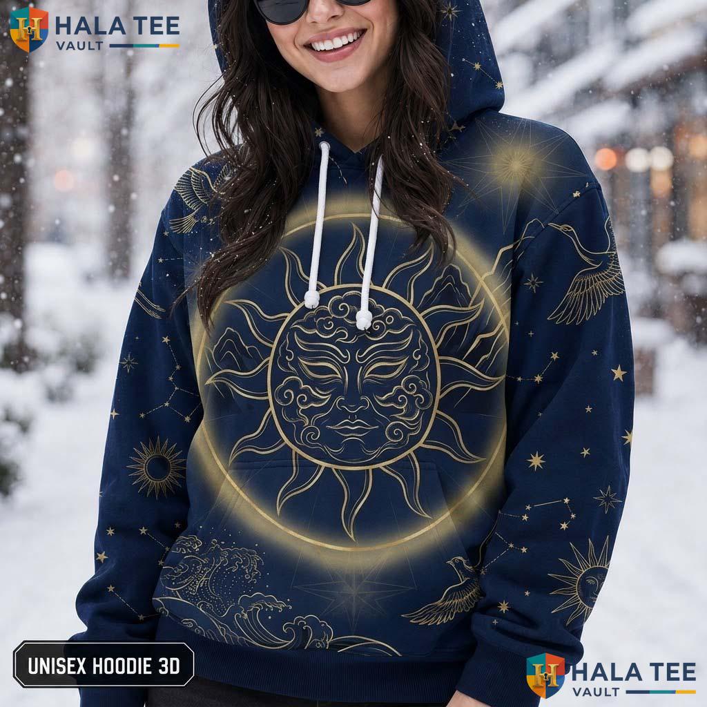 Mystical Sun Celestial Thanksgiving 3D Printed Hoodie Artistic Astrology Lovers