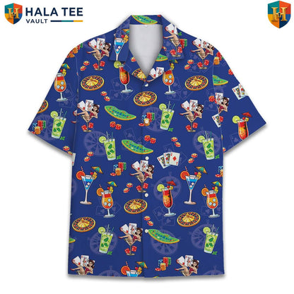 Navy Poker Hawaiian Shirt Mens Short Sleeve Casual Summer Beachwear Outfit