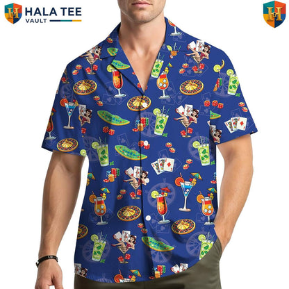 Navy Poker Short-sleeve button-up shirt Mens Short Sleeve Casual Summer Beachwear Outfit