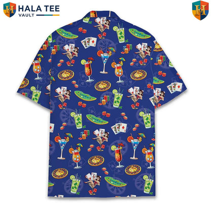 Navy Poker Aloha Shirt Mens Short Sleeve Casual Summer Beachwear Outfit