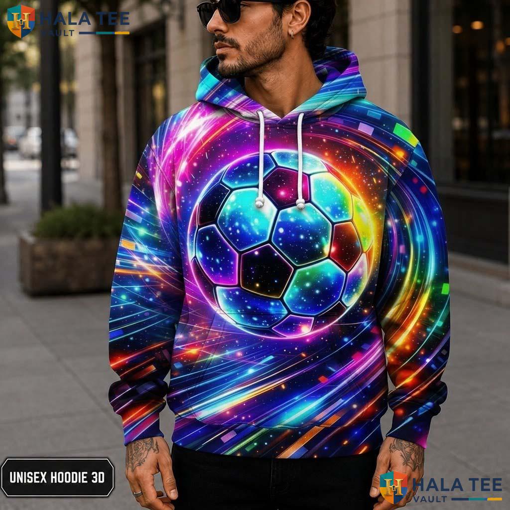 Neon Football Galaxy Hoodie Warm Thick 3D Sweatshirt Boys Girls Apparel 3D Printed Hoodie