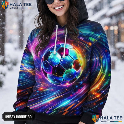Neon Football Galaxy Hoodie Warm Thick 3D Sweatshirt Boys Girls Apparel AOP Hoodie