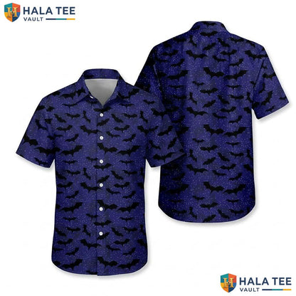 Night Bat Halloween Hawaiian Shirt Spooky Gothic Night Sky Aloha Top