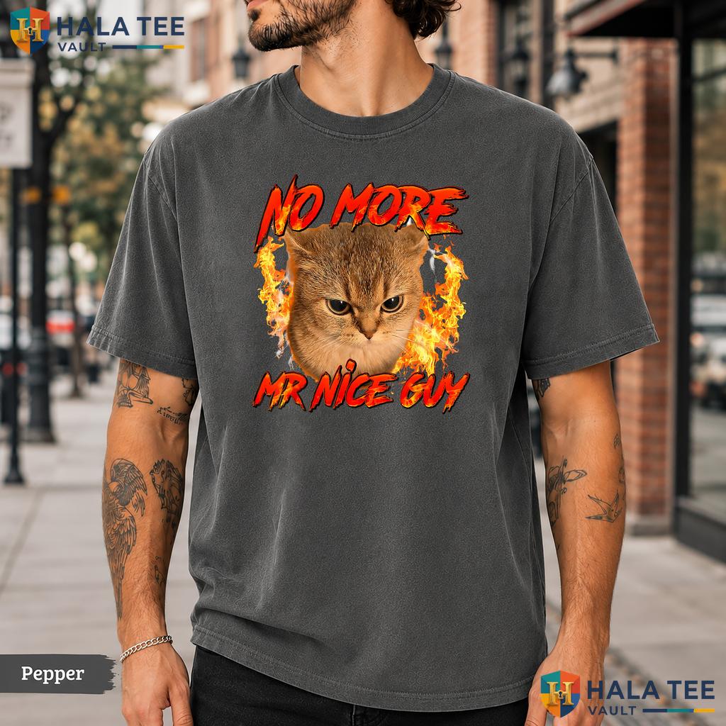 No More Mr Nice Guy Comfort Colors T-Shirt Funny Cat Meme Sarcastic Apparel