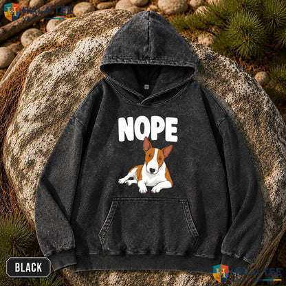 Nope Bull Terrier Vintage Washed Shirt Funny Cartoon Dog Lover Graphic Apparel