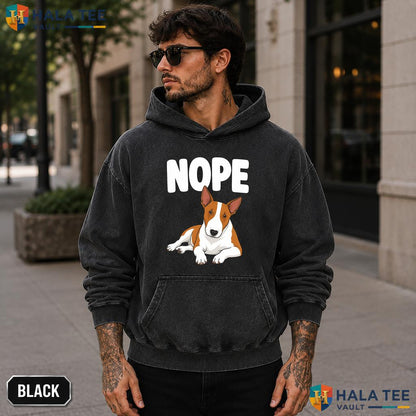 Nope Bull Terrier Acid Washed T-Shirt Funny Cartoon Dog Lover Graphic Apparel