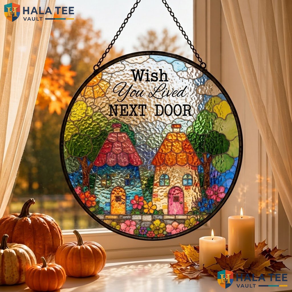 Nostalgic Home Halloween Stained Glass Suncatcher Whimsical Tree Hanging Art