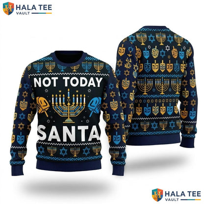 Not Today Santa Hanukkah Christmas Sweater Jewish Chanukah Outfit