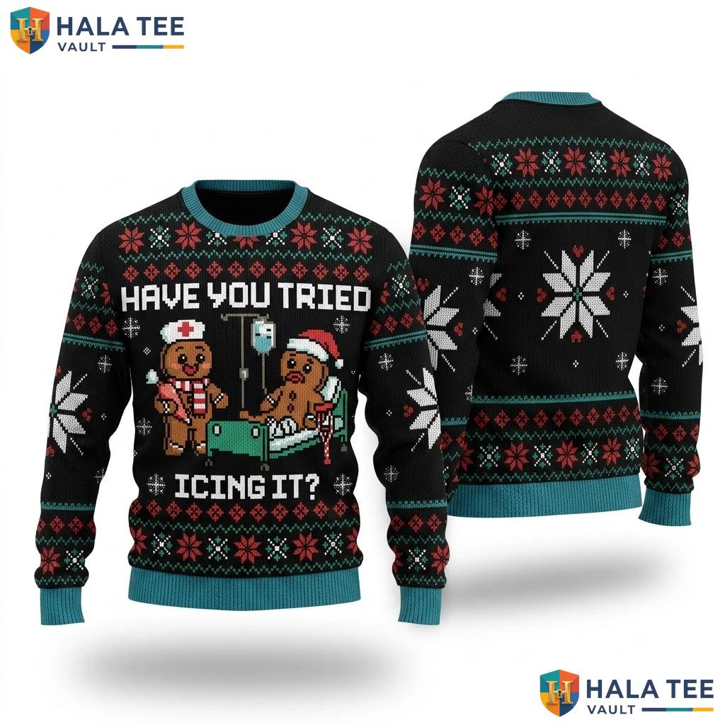 Nurse Icing It Ugly Christmas Sweater Funny Medical Holiday Apparel