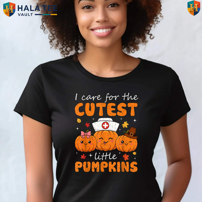 Nurse Pumpkins Fall Holiday T-Shirt Halloween Thanksgiving Autumn Medical Outfit