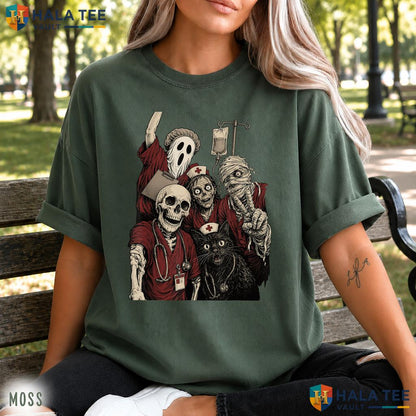Nurse Squad Skeleton Crew Comfort Colors Shirt Spooky RN Scrubs Top