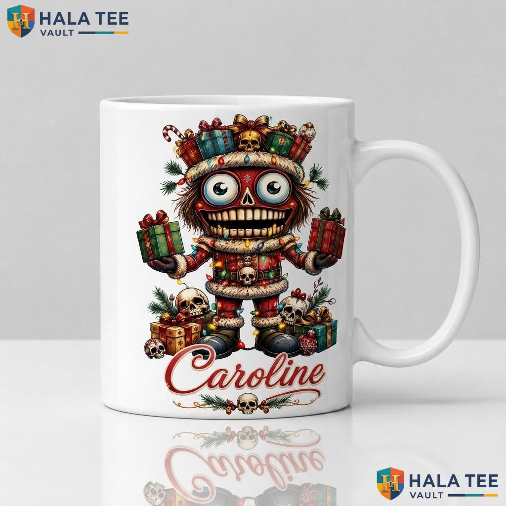 Nutcracker Skeleton Christmas Mug Personalized Gothic Holiday Ceramic Cup
