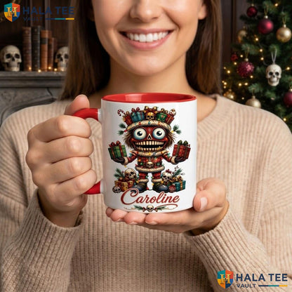 Nutcracker Skeleton Christmas Mug Personalized Gothic Holiday Ceramic Camping Mug