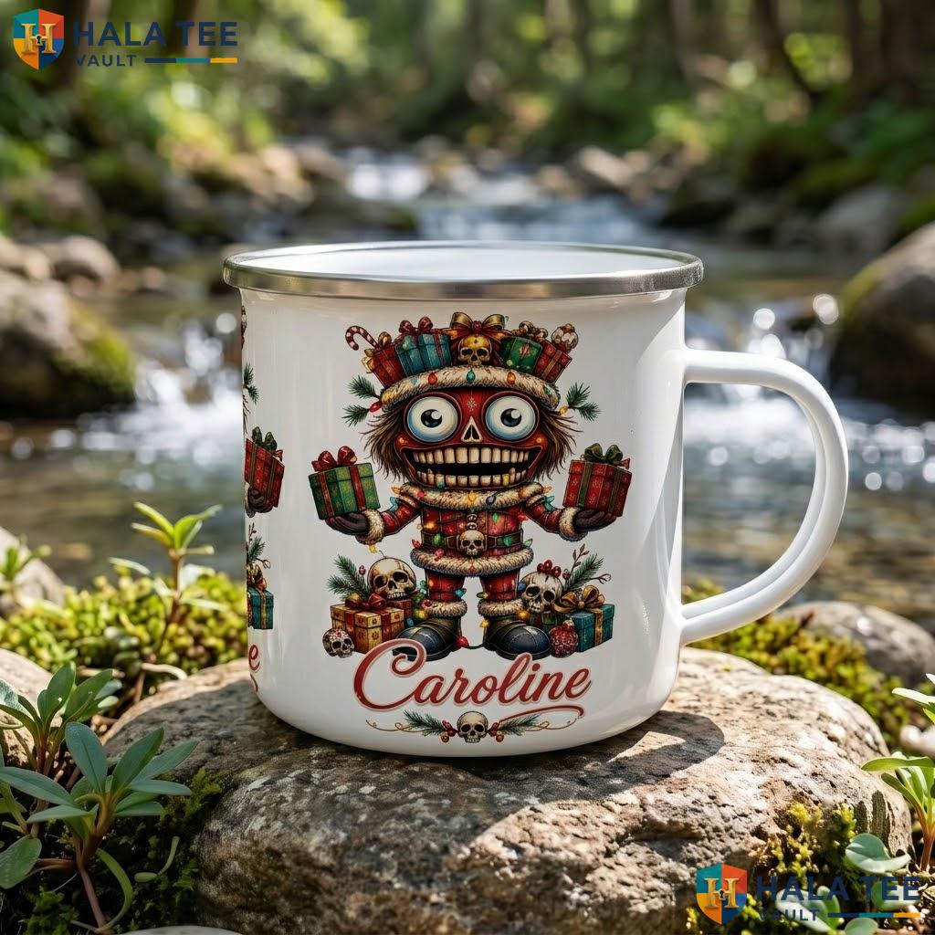 Nutcracker Skeleton Christmas Mug Personalized Gothic Holiday Ceramic Accent Mug