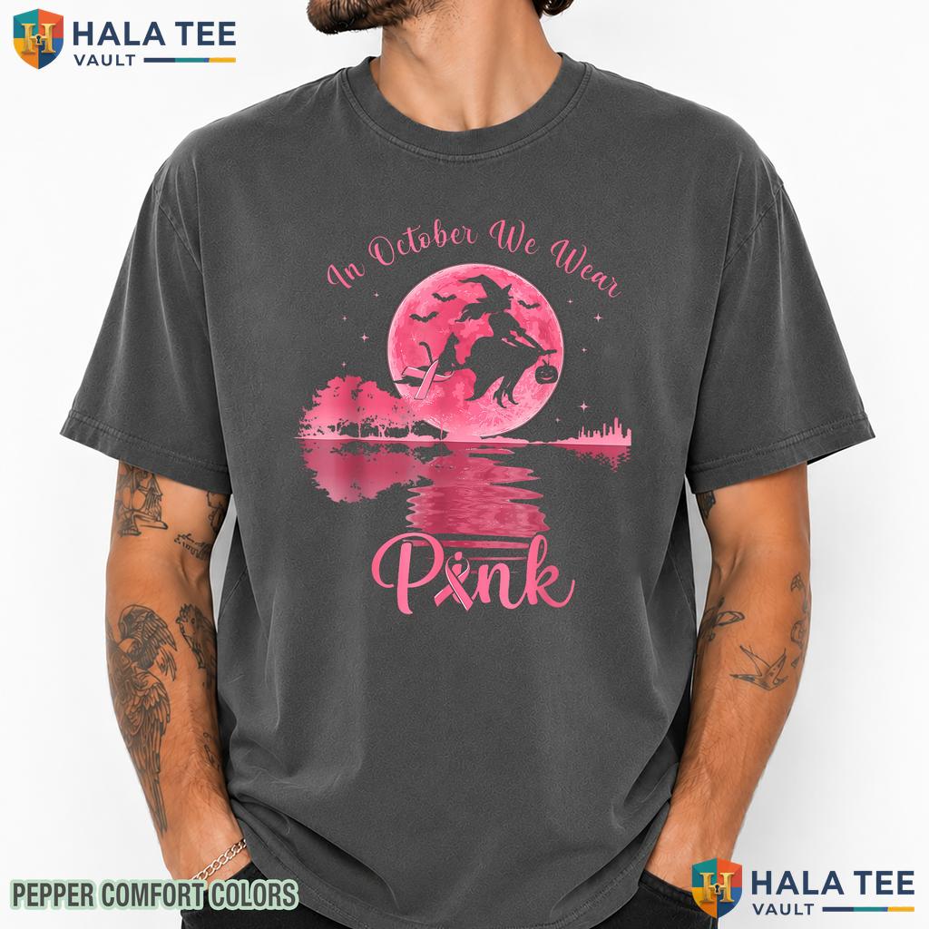 October Wear Pink Witch Comfort Colors T-Shirt Breast Cancer Halloween
