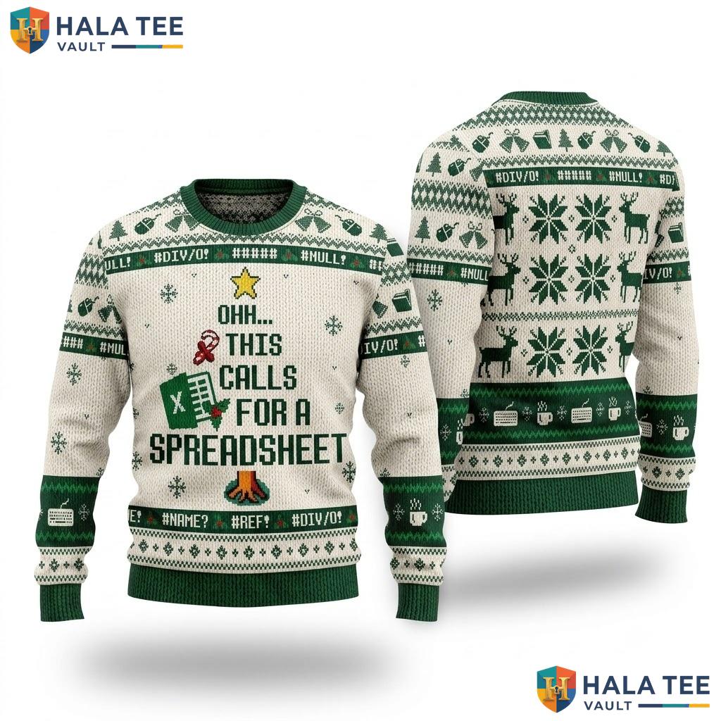 Office Spreadsheet Coworker Ugly Sweater Funny Christmas Xmas Gift Top
