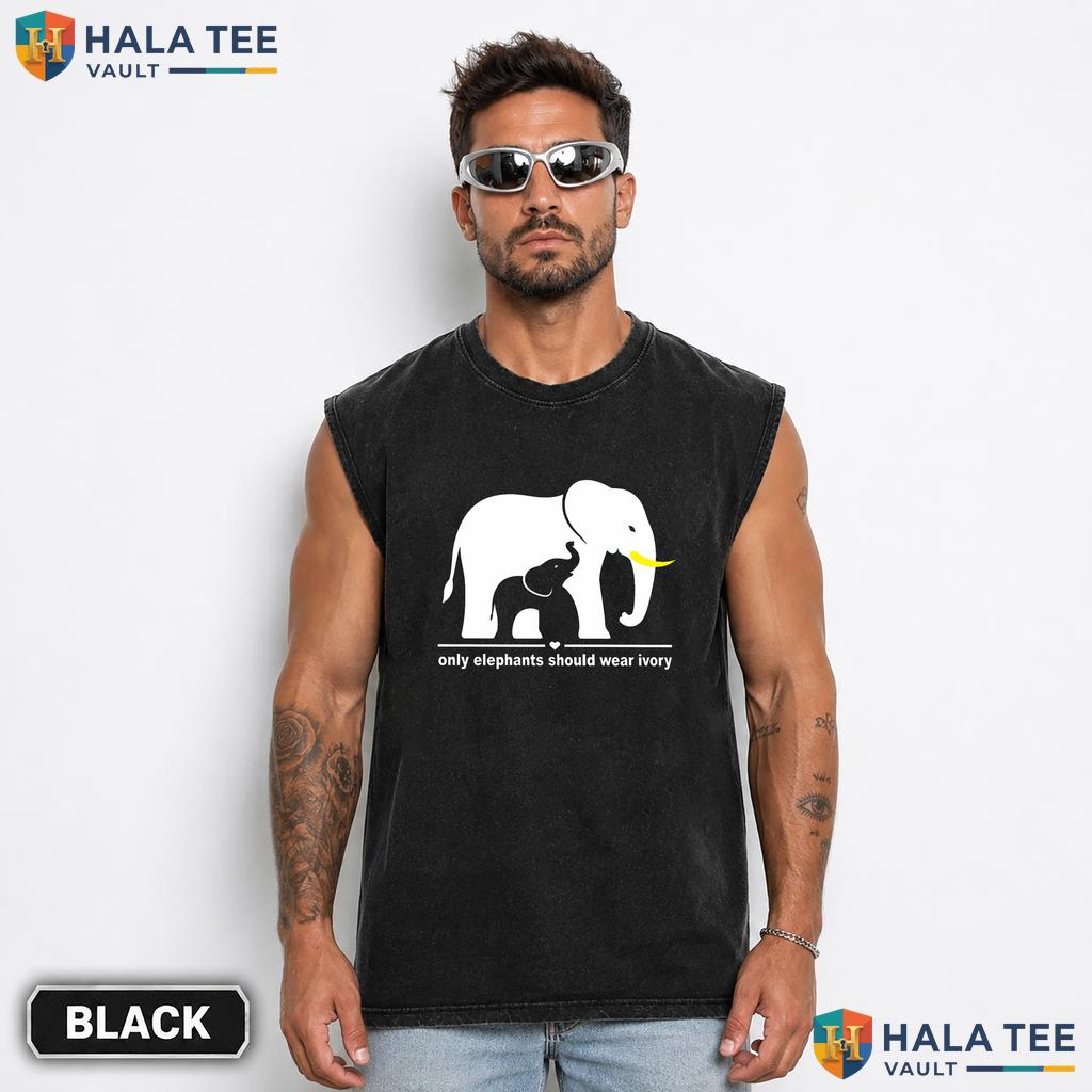 Only Elephants Wear Streetwear Washed T-Shirt Ivory Conservation Graphic Lover Apparel