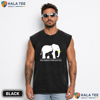 Only Elephants Wear Streetwear Washed T-Shirt Ivory Conservation Graphic Lover Apparel