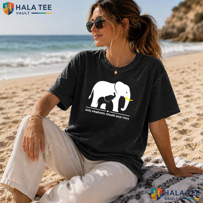 Only Elephants Wear Heavyweight Washed Shirt Ivory Conservation Graphic Lover Apparel